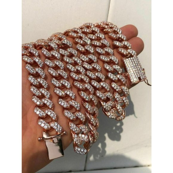 HarlemBling 14k Gold 925 Silver Diamond Chain